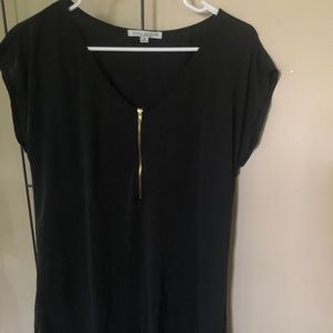 green envelope los angeles black dress with gold zipper